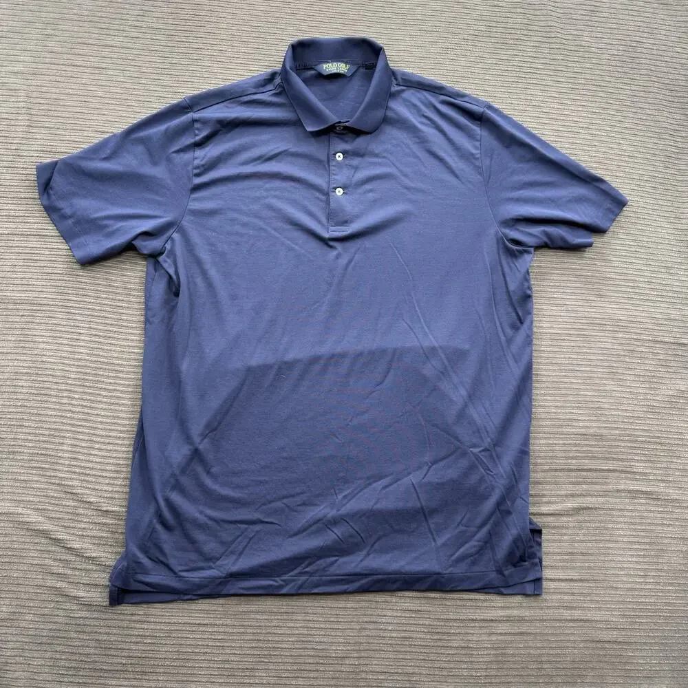 Polo‎ Golf Ralph Lauren Performance Polo Shirt Men XL Blue Cotton Outdoors.